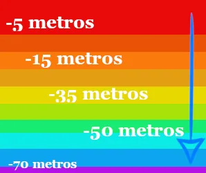 Muestra la absorción de colores en el medio acuático.