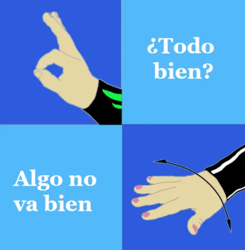 Las señales de buceo para saber si todo va bien.